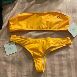 BoutineLA Strapless bikini in Lily Yellow